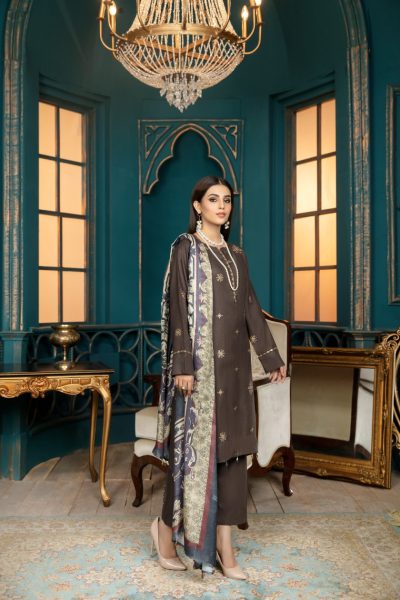Embroidered Dhanak Pret | Dollat Combinations Official